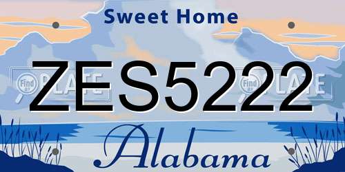 ZES5222 Alabama License Plate