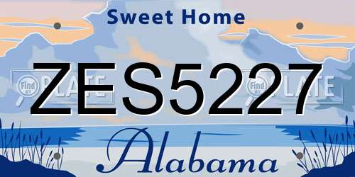 ZES5227 Alabama License Plate