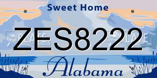 ZES8222 Alabama License Plate