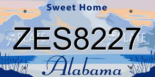 ZES8227 Alabama License Plate