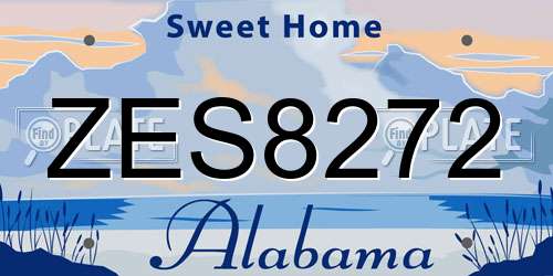 ZES8272 Alabama License Plate