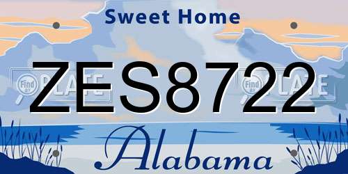 ZES8722 Alabama License Plate