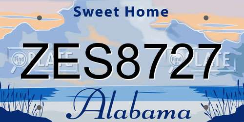 ZES8727 Alabama License Plate