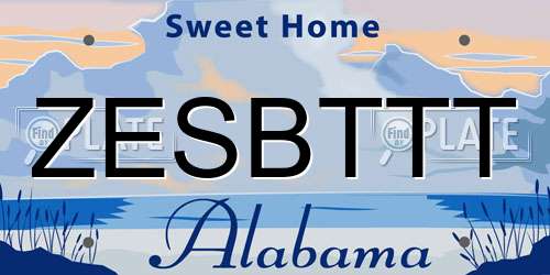 ZESBTTT Alabama License Plate