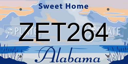 ZET264 Alabama License Plate