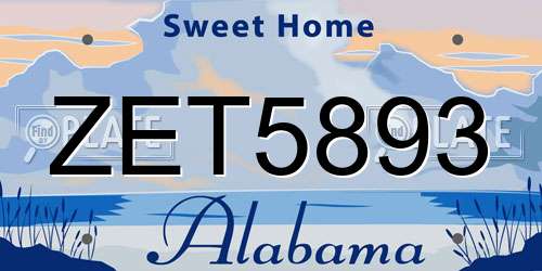 ZET5893 Alabama License Plate