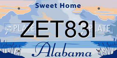 ZET83I Alabama License Plate