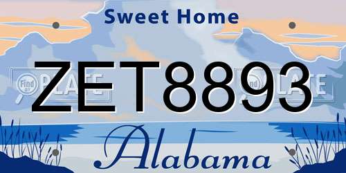 ZET8893 Alabama License Plate