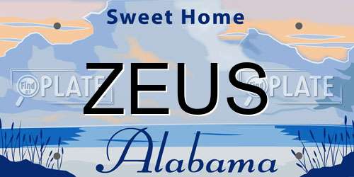 ZEUS Alabama License Plate