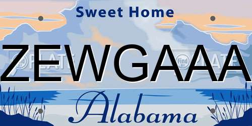ZEWGAAA Alabama License Plate