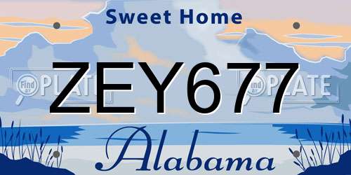 ZEY677 Alabama License Plate