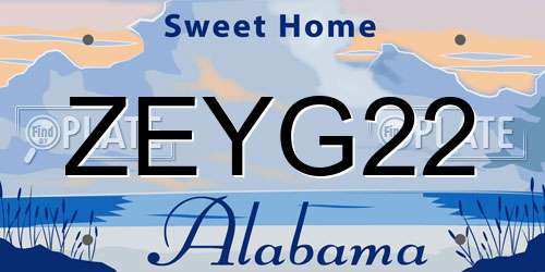ZEYG22 Alabama License Plate