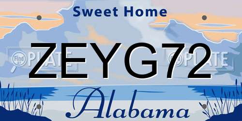 ZEYG72 Alabama License Plate