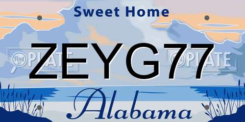 ZEYG77 Alabama License Plate