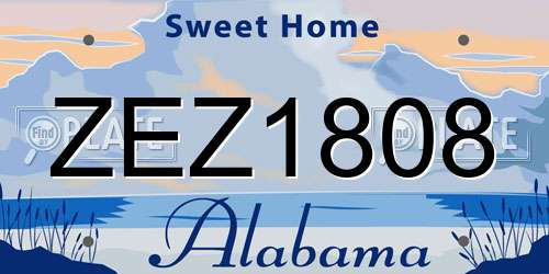 ZEZ1808 Alabama License Plate