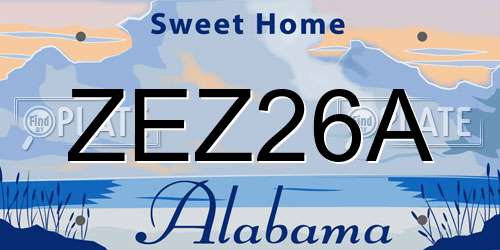 ZEZ26A Alabama License Plate