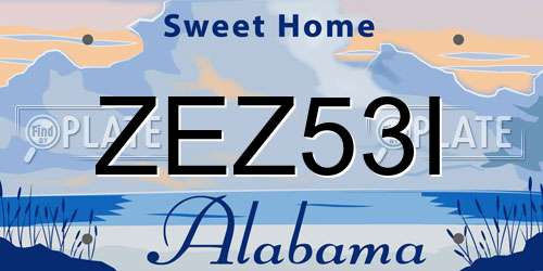ZEZ53I Alabama License Plate
