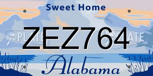 ZEZ764 Alabama License Plate