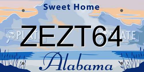 ZEZT64 Alabama License Plate