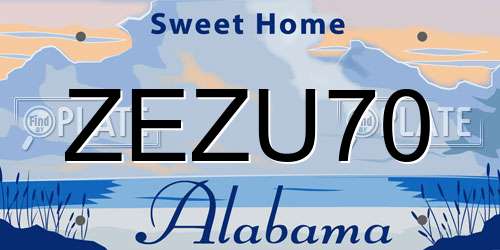ZEZU70 Alabama License Plate