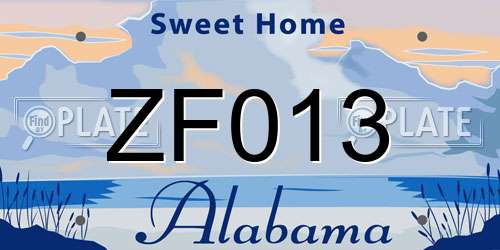 ZF013 Alabama License Plate
