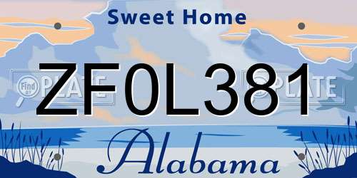 ZF0L381 Alabama License Plate