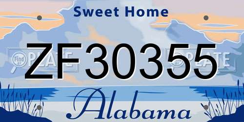 ZF30355 Alabama License Plate