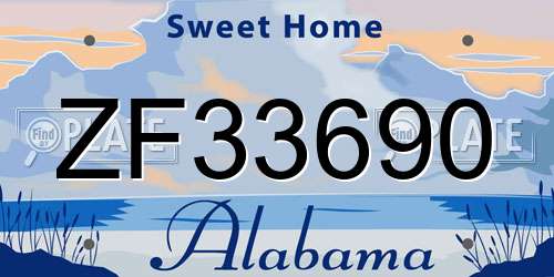 ZF33690 Alabama License Plate