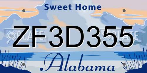 ZF3D355 Alabama License Plate