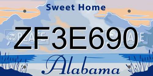 ZF3E690 Alabama License Plate