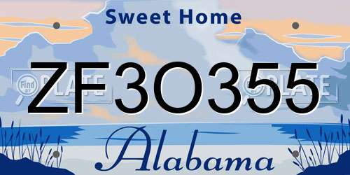 ZF3O355 Alabama License Plate