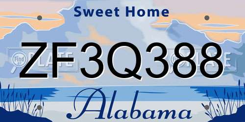 ZF3Q388 Alabama License Plate