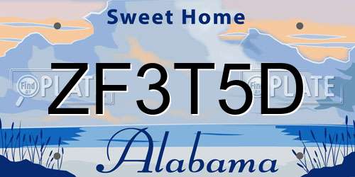 ZF3T5D Alabama License Plate