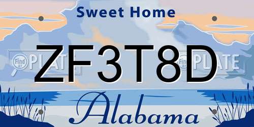 ZF3T8D Alabama License Plate
