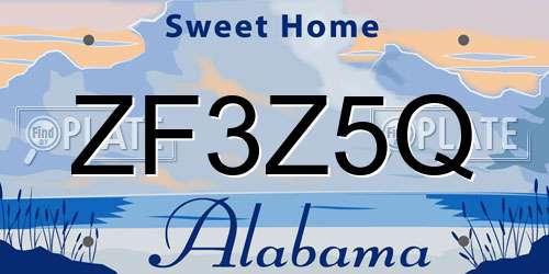 ZF3Z5Q Alabama License Plate