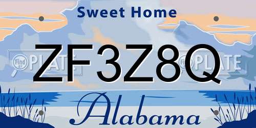 ZF3Z8Q Alabama License Plate