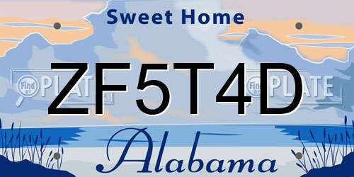 ZF5T4D Alabama License Plate