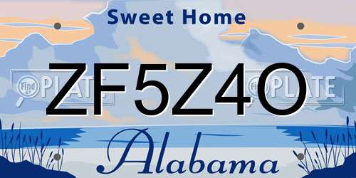 ZF5Z4O Alabama License Plate