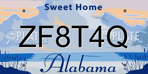 ZF8T4Q Alabama License Plate