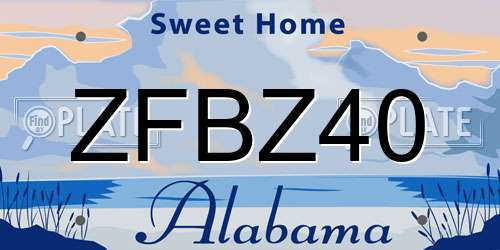 ZFBZ40 Alabama License Plate