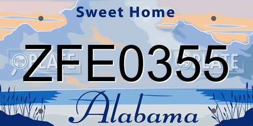 ZFE0355 Alabama License Plate
