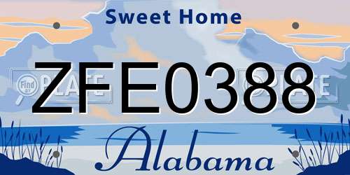ZFE0388 Alabama License Plate