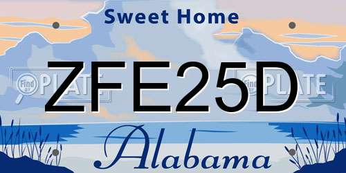 ZFE25D Alabama License Plate