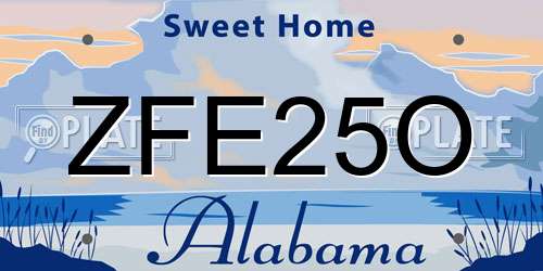 ZFE25O Alabama License Plate