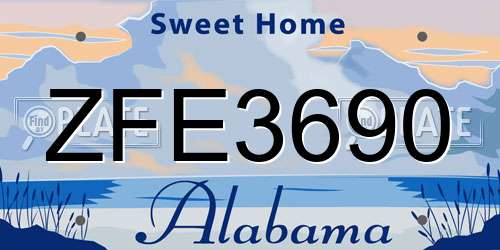 ZFE3690 Alabama License Plate