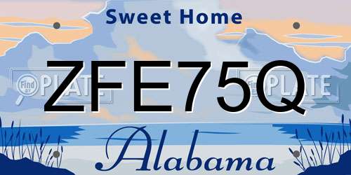 ZFE75Q Alabama License Plate