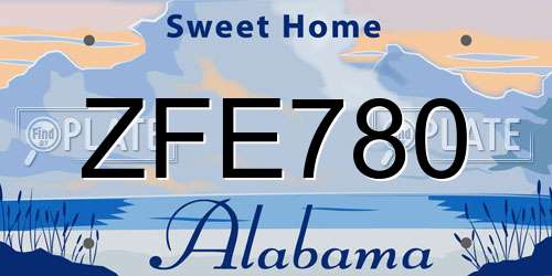 ZFE780 Alabama License Plate