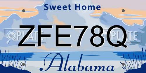 ZFE78Q Alabama License Plate