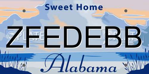 ZFEDEBB Alabama License Plate
