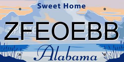 ZFEOEBB Alabama License Plate
